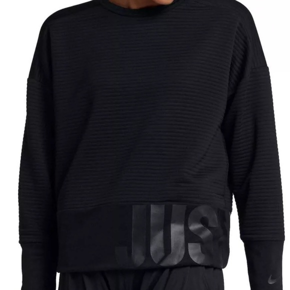 Nike Jackets & Blazers - Top Nike Black Crewneck Sweater with Ribbed Detailing